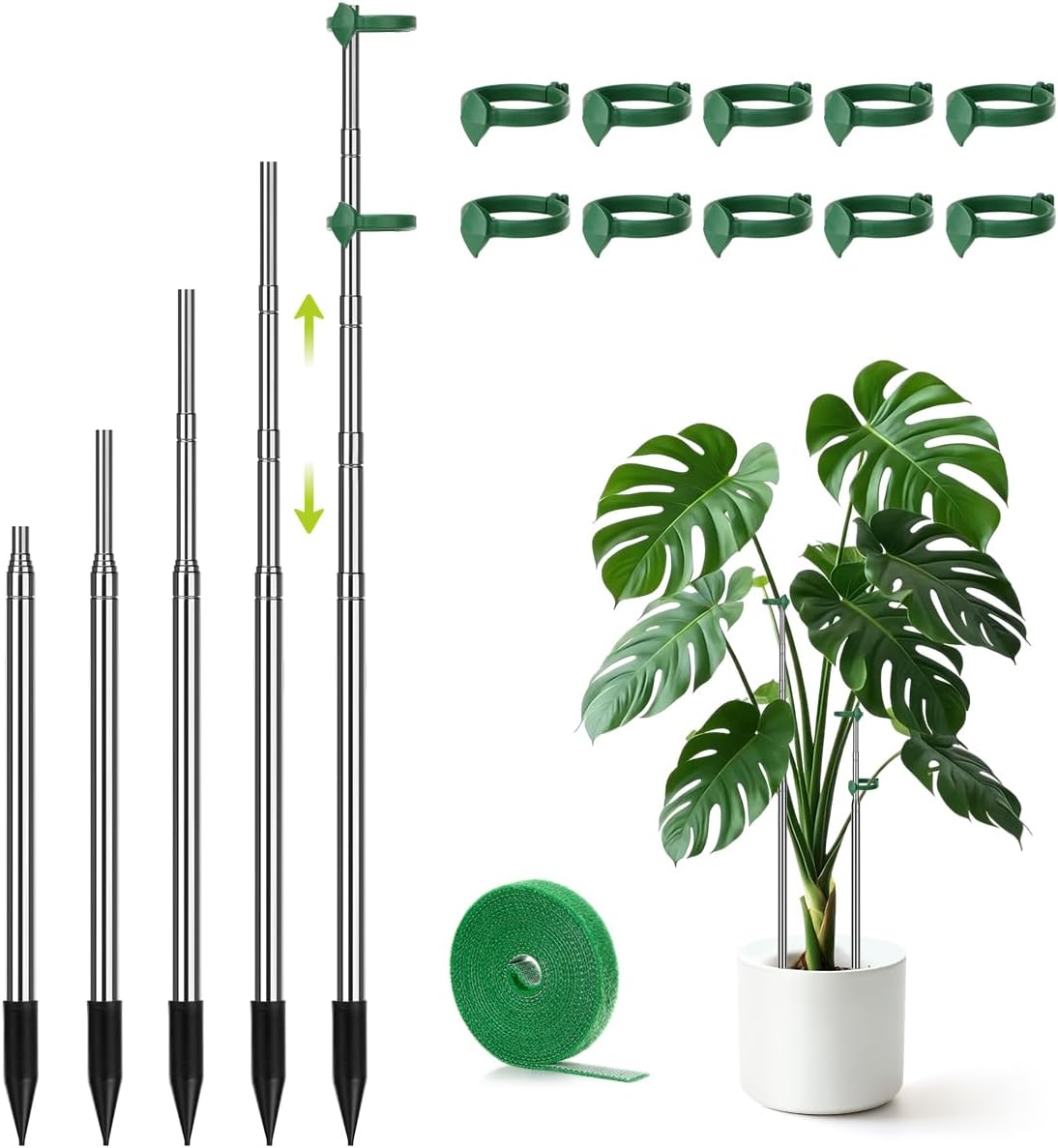 Extendable Plant Stakes, 13 to 49in Telescoping Monstera Plant Stakes