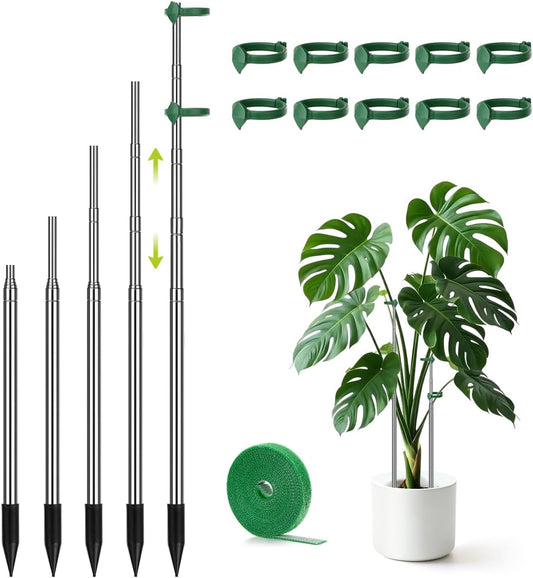 Extendable Plant Stakes, 13 to 49in Telescoping Monstera Plant Stakes