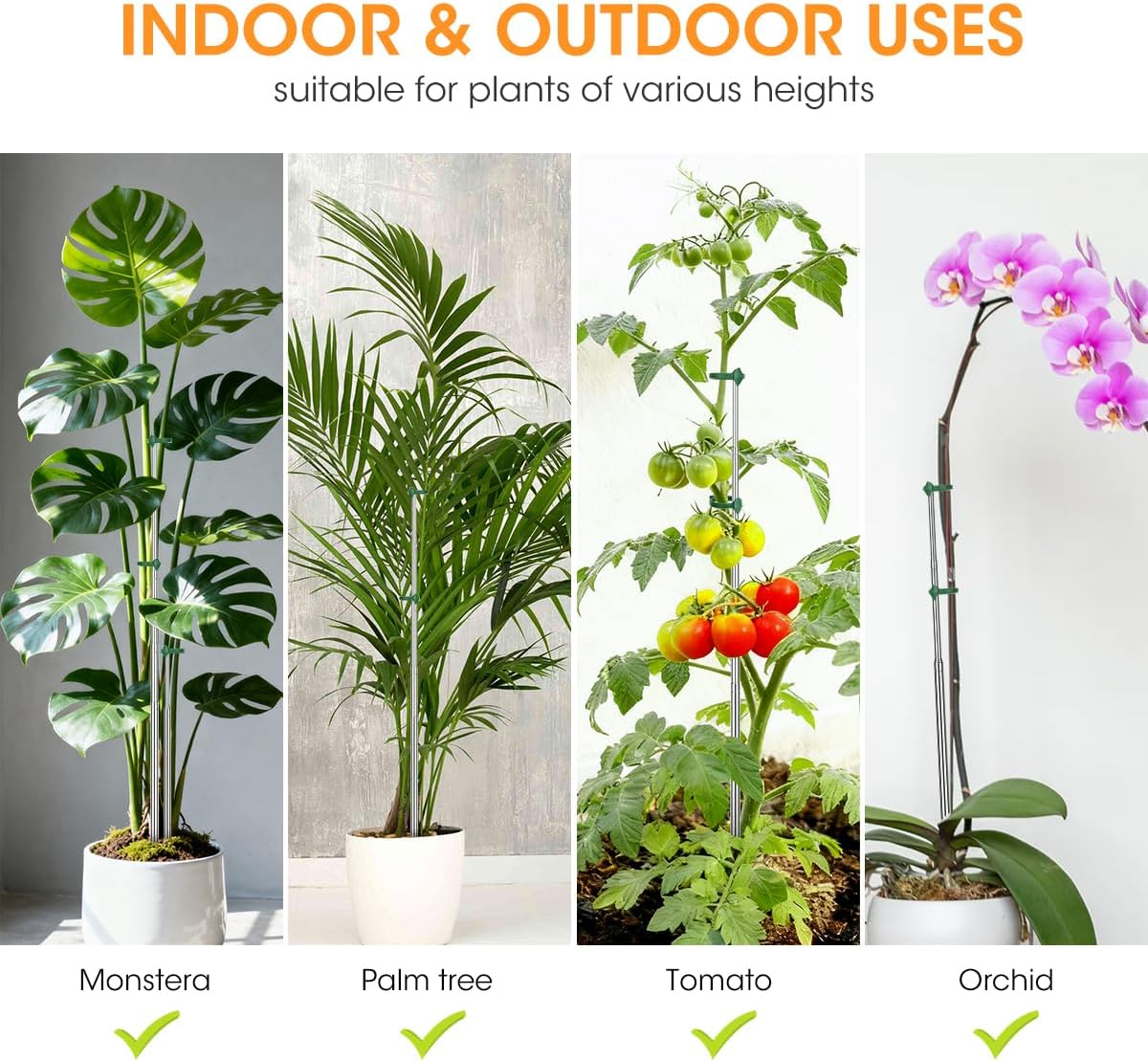 Extendable Plant Stakes, 13 to 49in Telescoping Monstera Plant Stakes