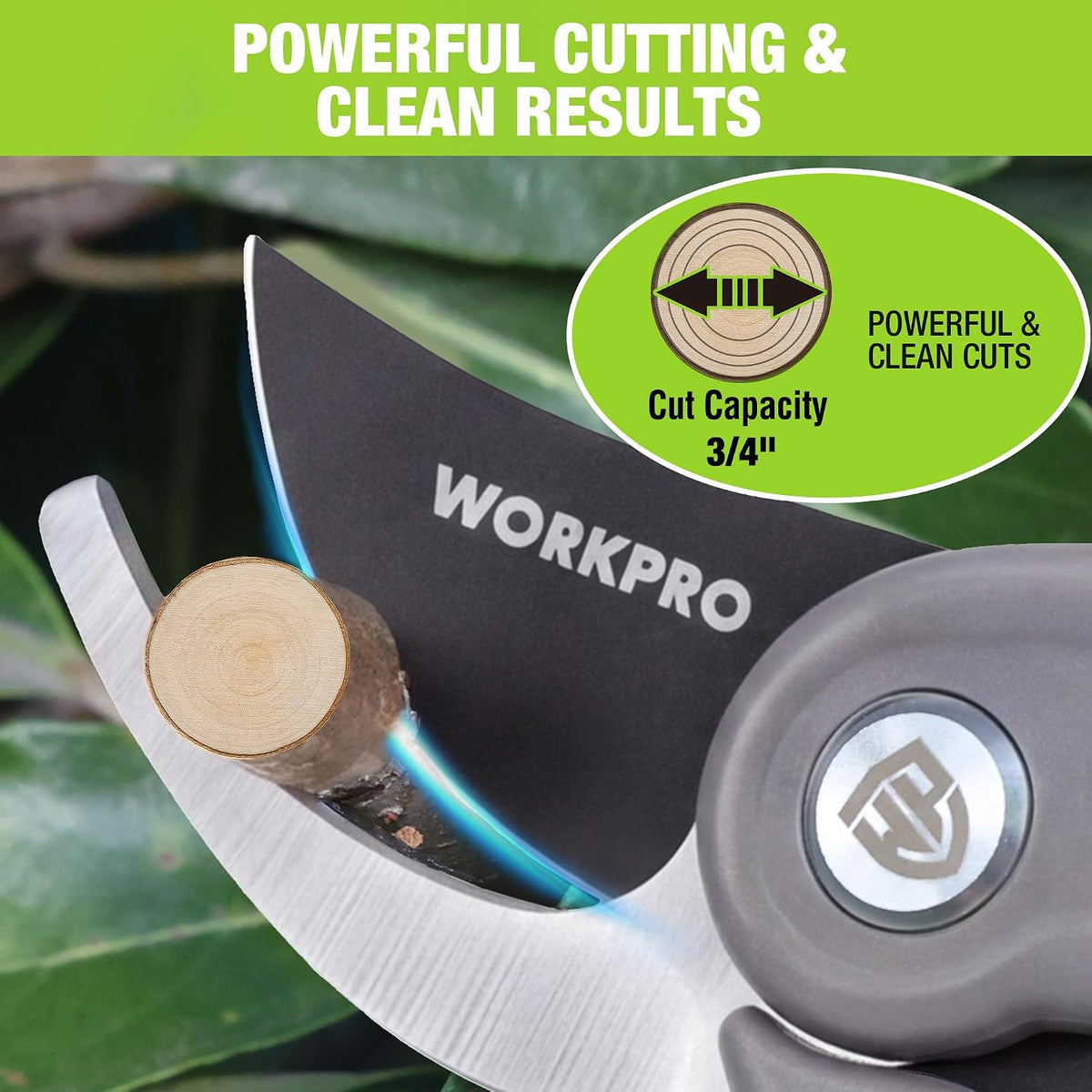 8" Bypass Pruning Shears for Gardening with Dual-Size Opening