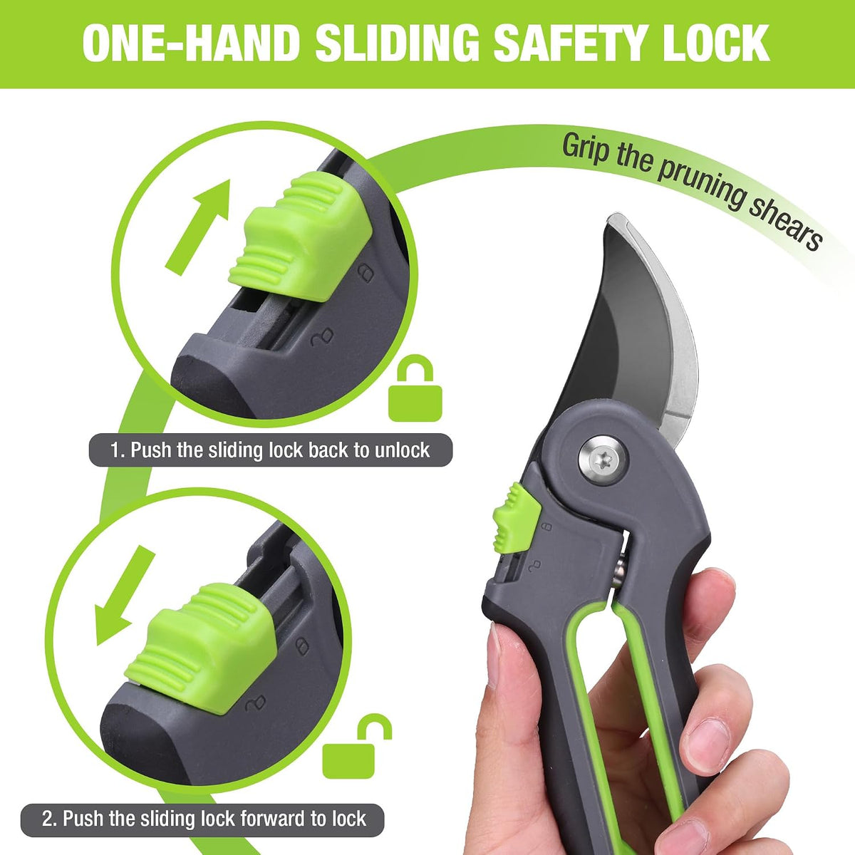 8" Bypass Pruning Shears for Gardening with Dual-Size Opening