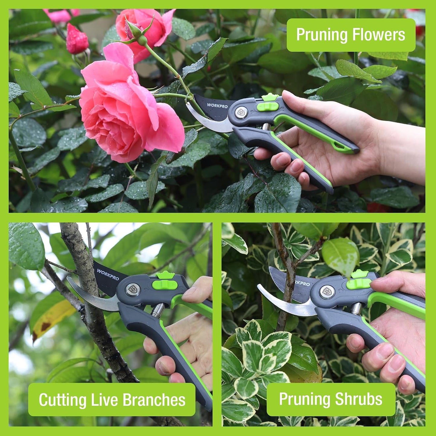 8" Bypass Pruning Shears for Gardening with Dual-Size Opening