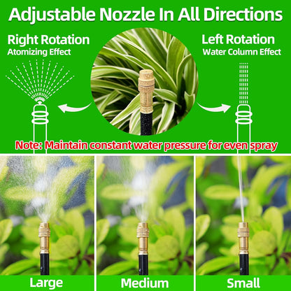40FT Drip Irrigation Kit, 13 360° Copper Nozzles, Garden Watering System