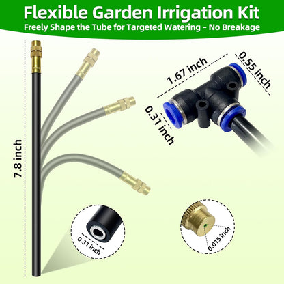 40FT Drip Irrigation Kit, 13 360° Copper Nozzles, Garden Watering System