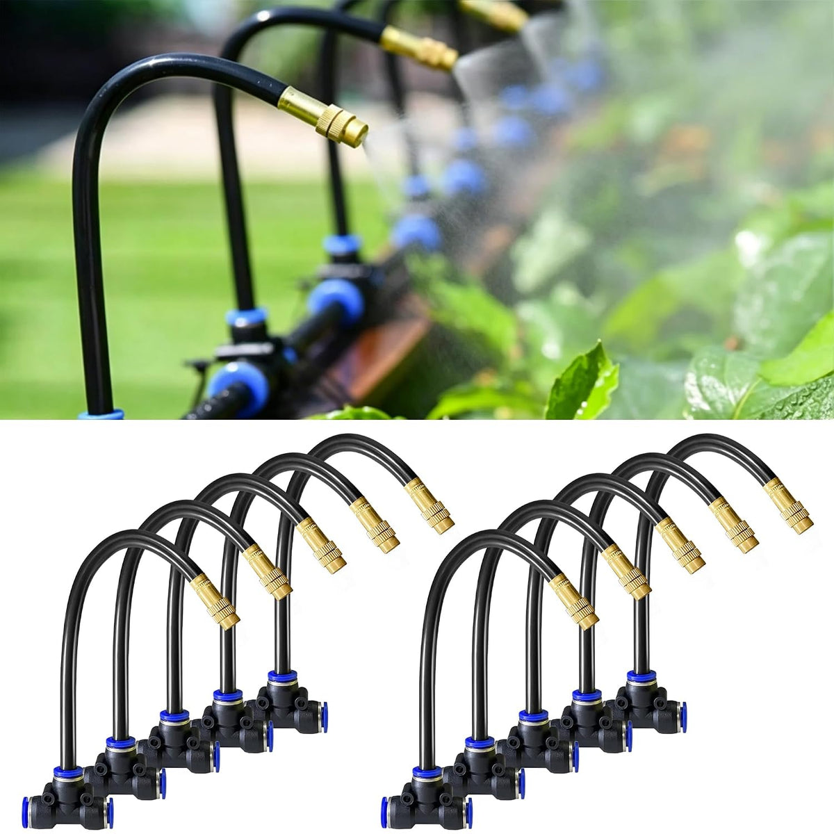 40FT Drip Irrigation Kit, 13 360° Copper Nozzles, Garden Watering System