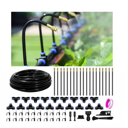 40FT Drip Irrigation Kit, 13 360° Copper Nozzles, Garden Watering System