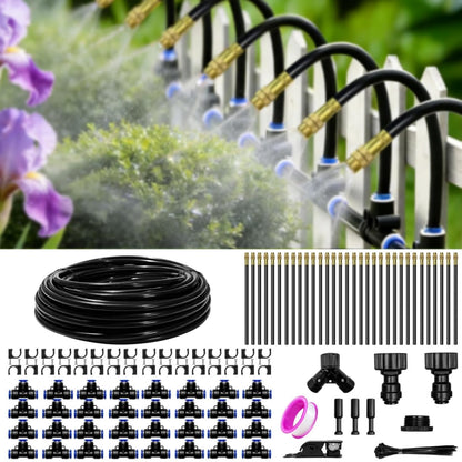 40FT Drip Irrigation Kit, 13 360° Copper Nozzles, Garden Watering System