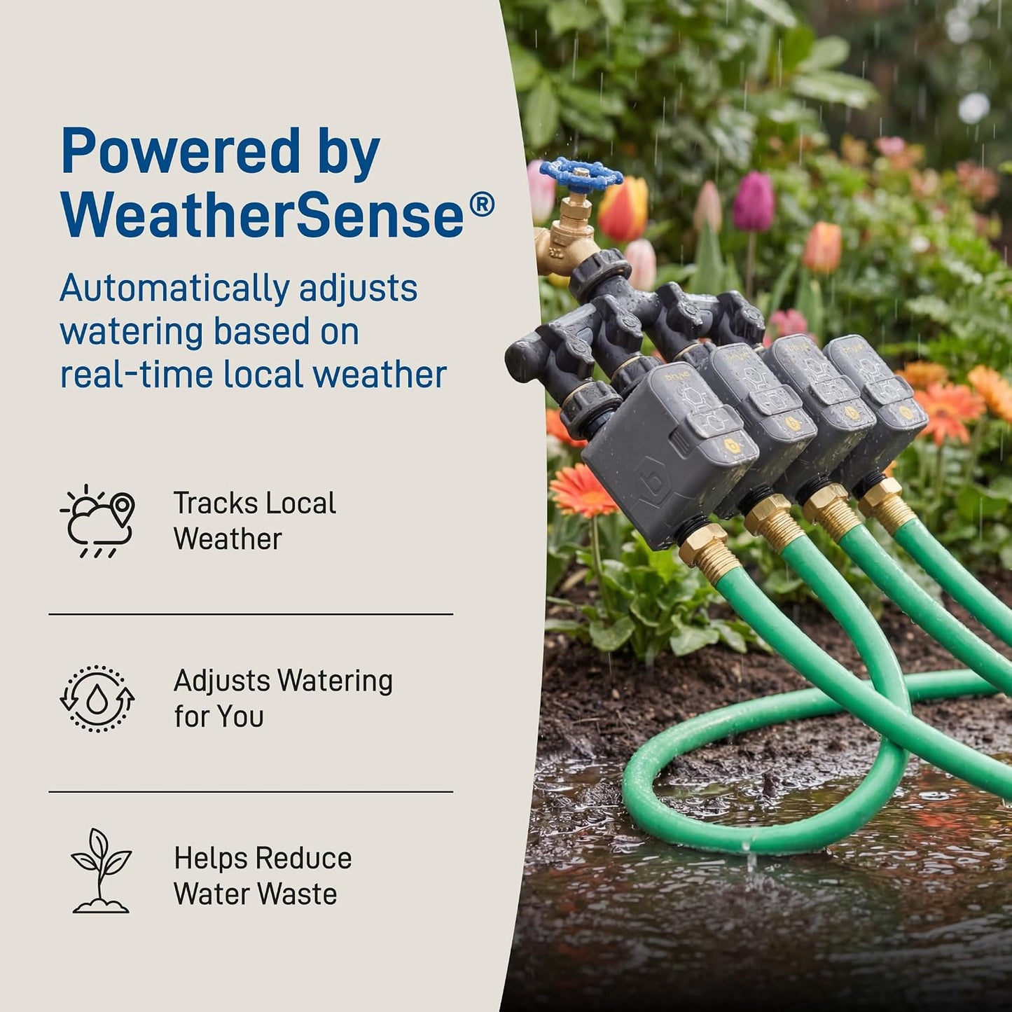 21207 B-hyve Gen 2 Smart Hose Watering Timer, 4-Pack with Wi-Fi Hub and Hose Y Splitter