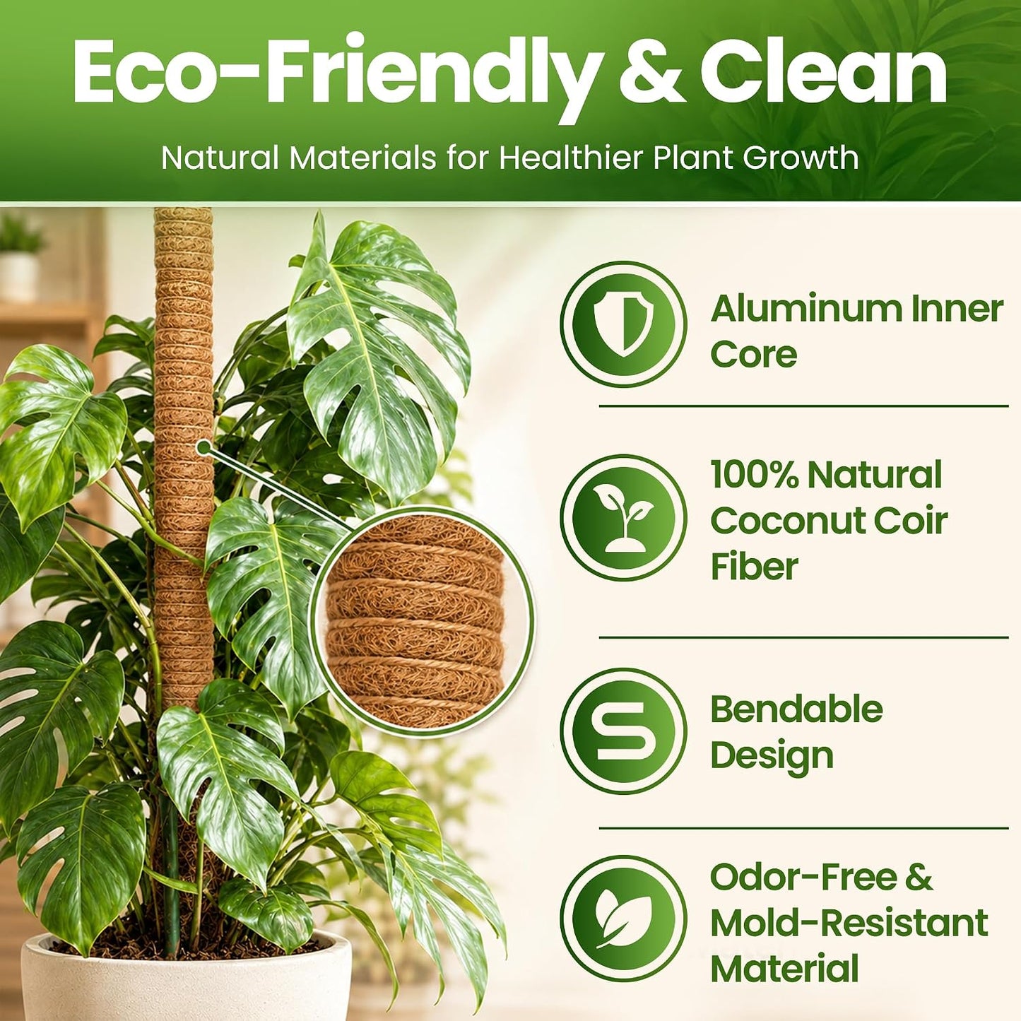 2Pcs 28'' Moss Pole Monstera Plant Support - Plant Stakes for Indoor Plants