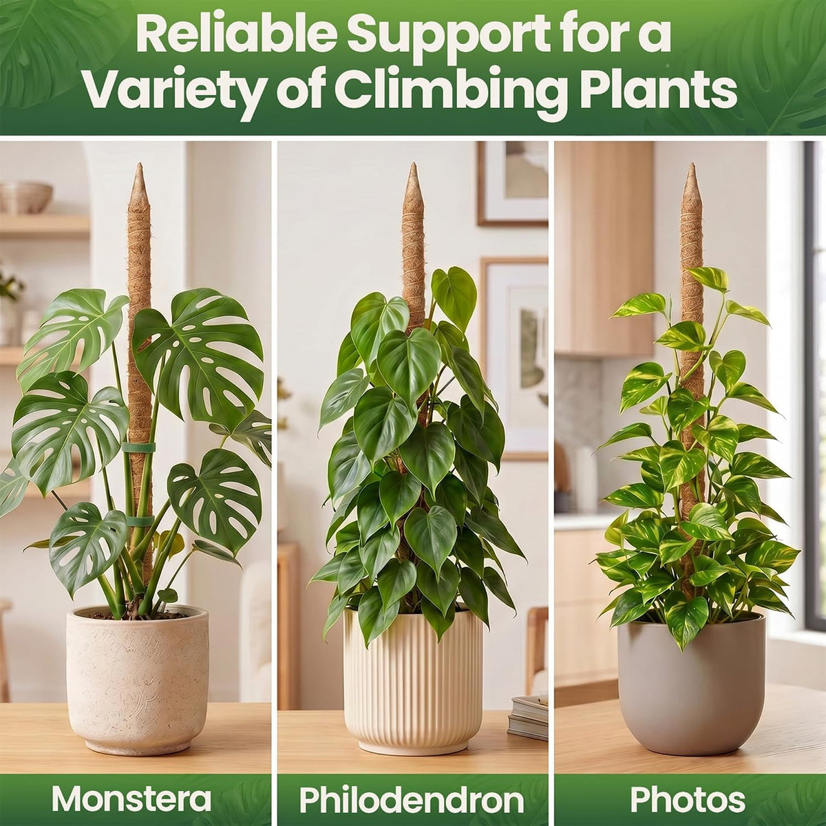 2Pcs 28'' Moss Pole Monstera Plant Support - Plant Stakes for Indoor Plants
