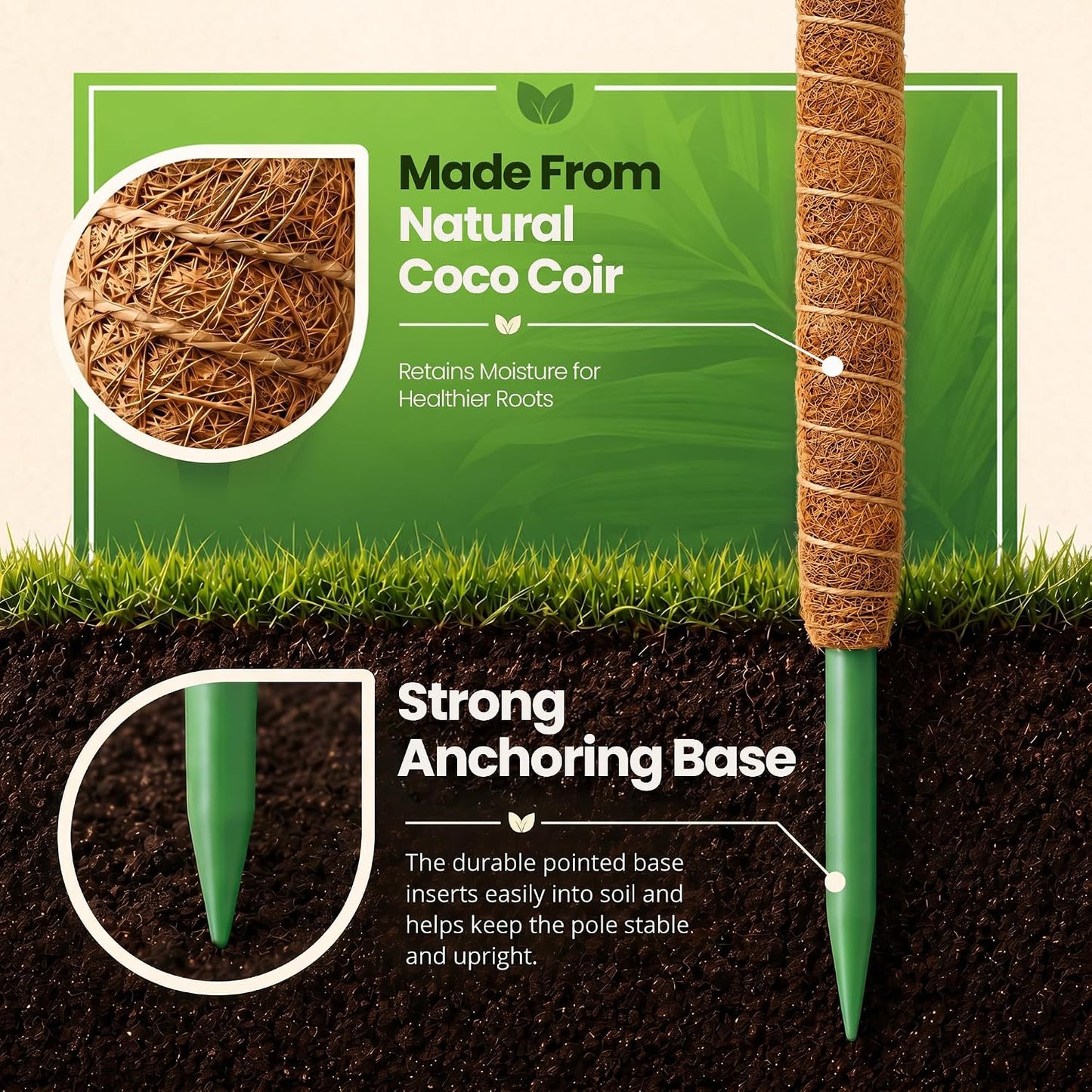 2Pcs 28'' Moss Pole Monstera Plant Support - Plant Stakes for Indoor Plants