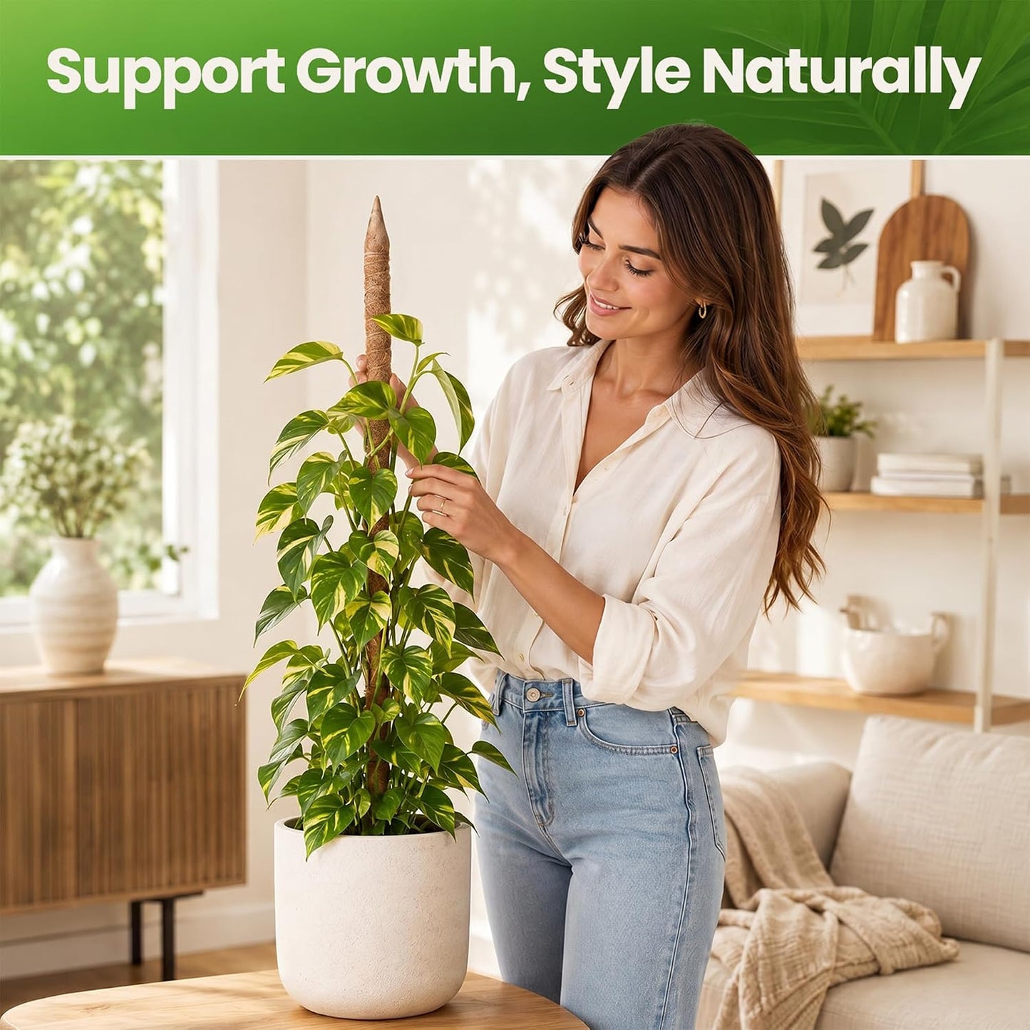 2Pcs 28'' Moss Pole Monstera Plant Support - Plant Stakes for Indoor Plants