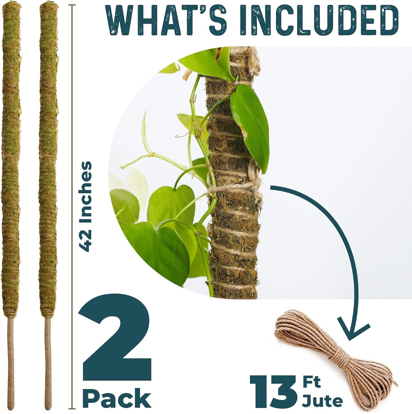 2Pcs 28'' Moss Pole Monstera Plant Support - Plant Stakes for Indoor Plants