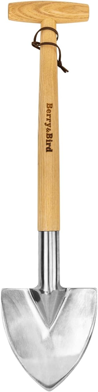 Perennial Spade, 21.6''Long Trowel for Gardening Root Cutting Tool with Sharp Stainless Steel Blade, Wooden Handle Small Shovel Hand Edger Garden Tool for Planting, Digging & Transplanting