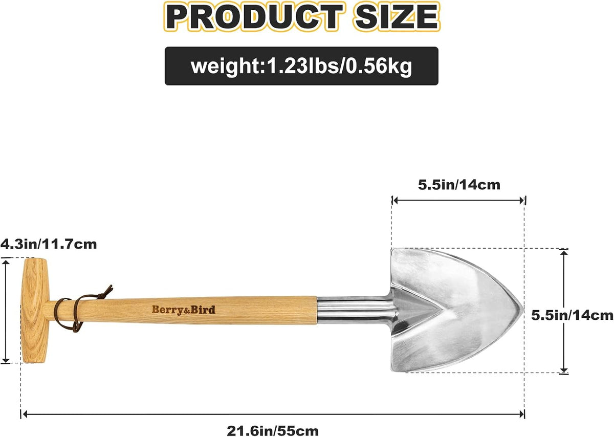 Perennial Spade, 21.6''Long Trowel for Gardening Root Cutting Tool with Sharp Stainless Steel Blade, Wooden Handle Small Shovel Hand Edger Garden Tool for Planting, Digging & Transplanting