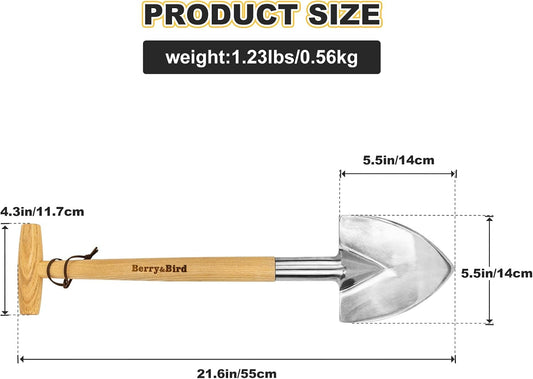Perennial Spade, 21.6''Long Trowel for Gardening Root Cutting Tool with Sharp Stainless Steel Blade, Wooden Handle Small Shovel Hand Edger Garden Tool for Planting, Digging & Transplanting