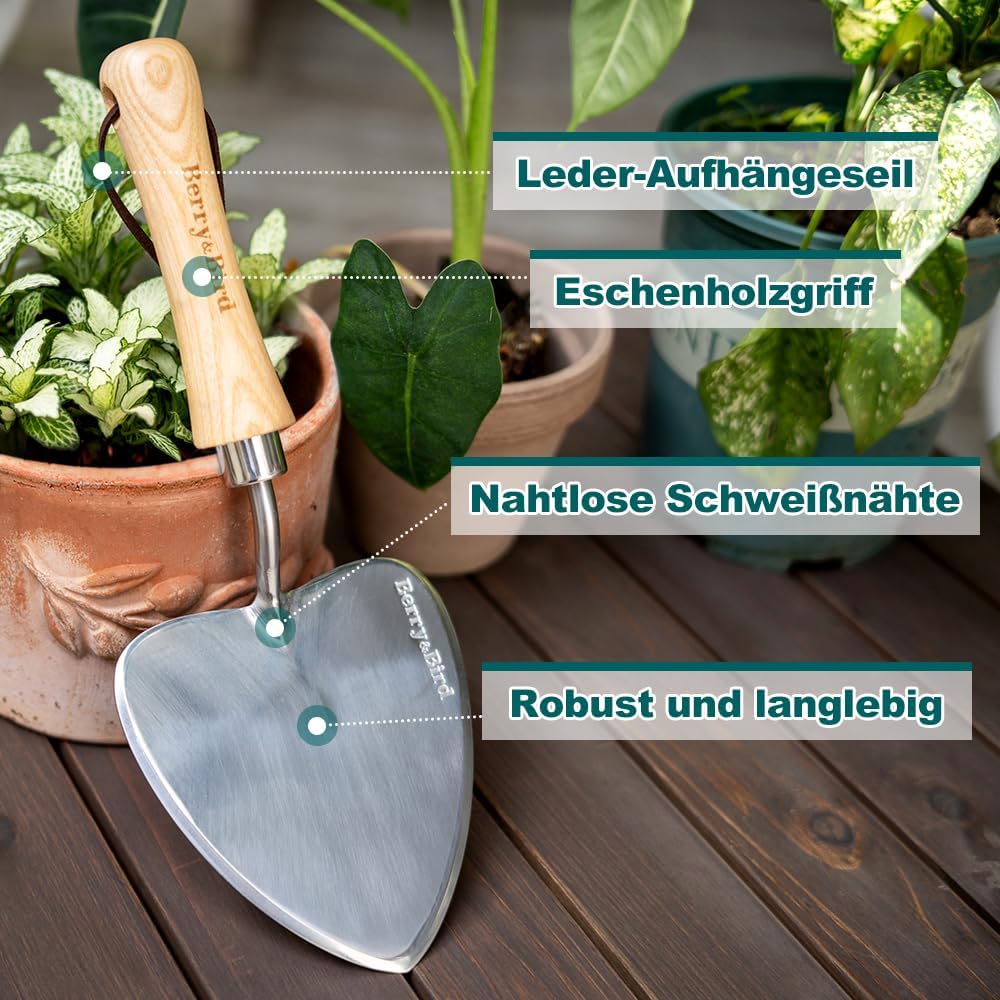 Perennial Spade, 21.6''Long Trowel for Gardening Root Cutting Tool with Sharp Stainless Steel Blade, Wooden Handle Small Shovel Hand Edger Garden Tool for Planting, Digging & Transplanting