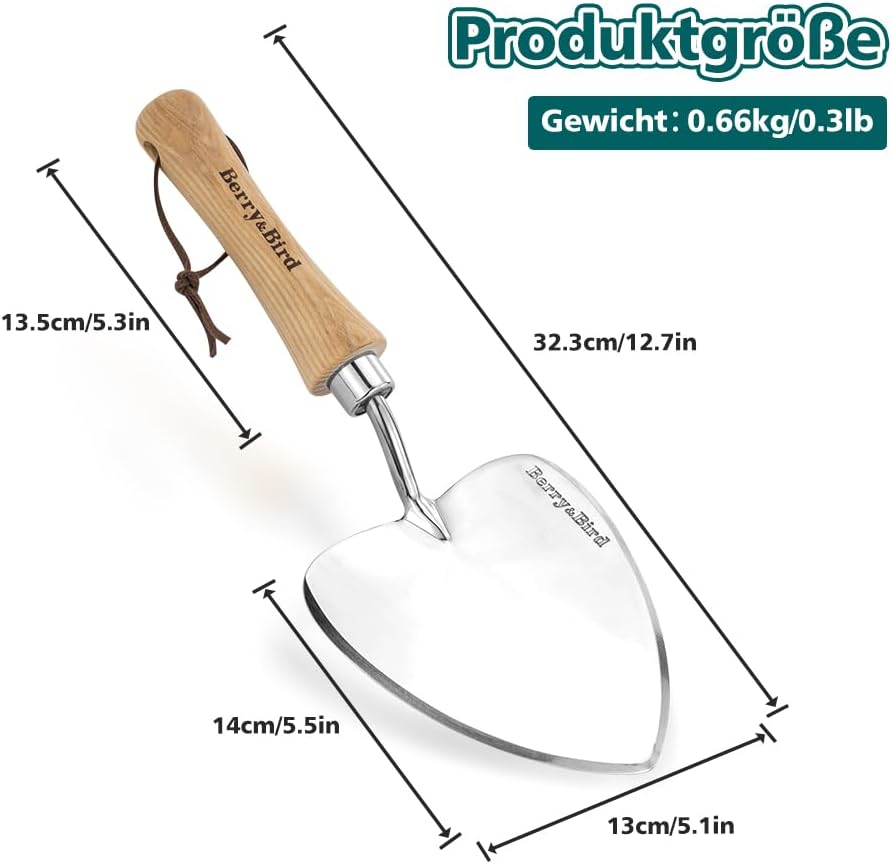Perennial Spade, 21.6''Long Trowel for Gardening Root Cutting Tool with Sharp Stainless Steel Blade, Wooden Handle Small Shovel Hand Edger Garden Tool for Planting, Digging & Transplanting