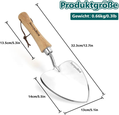 Perennial Spade, 21.6''Long Trowel for Gardening Root Cutting Tool with Sharp Stainless Steel Blade, Wooden Handle Small Shovel Hand Edger Garden Tool for Planting, Digging & Transplanting