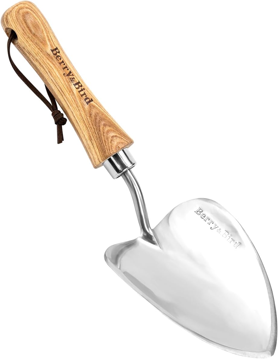 Perennial Spade, 21.6''Long Trowel for Gardening Root Cutting Tool with Sharp Stainless Steel Blade, Wooden Handle Small Shovel Hand Edger Garden Tool for Planting, Digging & Transplanting