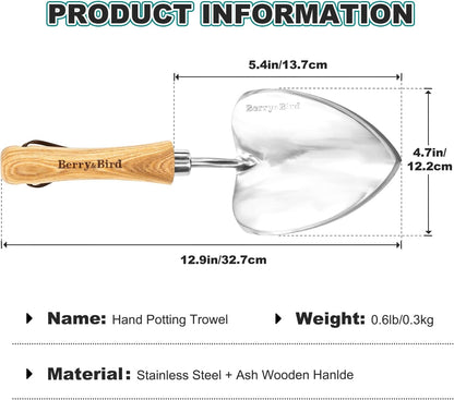Perennial Spade, 21.6''Long Trowel for Gardening Root Cutting Tool with Sharp Stainless Steel Blade, Wooden Handle Small Shovel Hand Edger Garden Tool for Planting, Digging & Transplanting