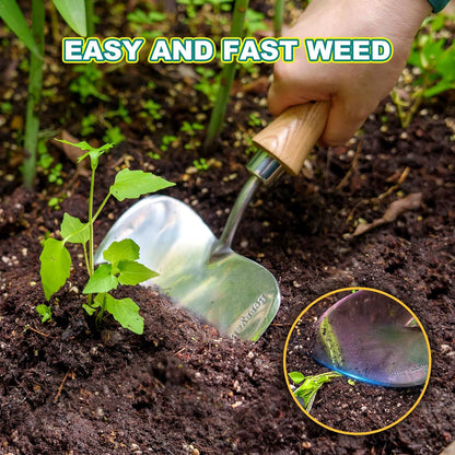 Perennial Spade, 21.6''Long Trowel for Gardening Root Cutting Tool with Sharp Stainless Steel Blade, Wooden Handle Small Shovel Hand Edger Garden Tool for Planting, Digging & Transplanting