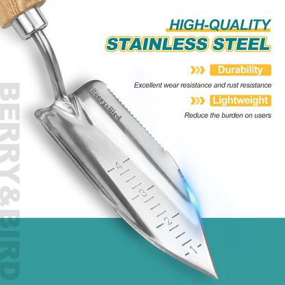 Perennial Spade, 21.6''Long Trowel for Gardening Root Cutting Tool with Sharp Stainless Steel Blade, Wooden Handle Small Shovel Hand Edger Garden Tool for Planting, Digging & Transplanting