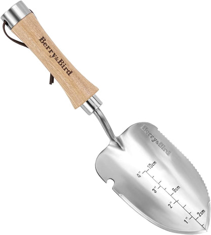 Perennial Spade, 21.6''Long Trowel for Gardening Root Cutting Tool with Sharp Stainless Steel Blade, Wooden Handle Small Shovel Hand Edger Garden Tool for Planting, Digging & Transplanting