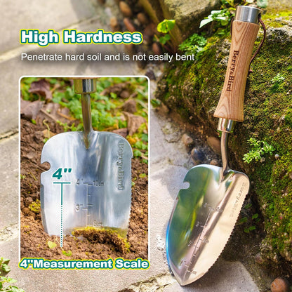 Perennial Spade, 21.6''Long Trowel for Gardening Root Cutting Tool with Sharp Stainless Steel Blade, Wooden Handle Small Shovel Hand Edger Garden Tool for Planting, Digging & Transplanting