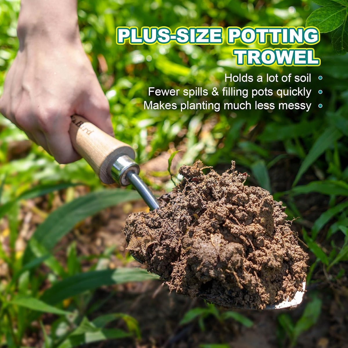 Perennial Spade, 21.6''Long Trowel for Gardening Root Cutting Tool with Sharp Stainless Steel Blade, Wooden Handle Small Shovel Hand Edger Garden Tool for Planting, Digging & Transplanting