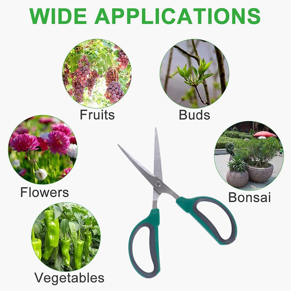 6-Inch Stainless Steel Garden Bonsai Pruning Shears with 40mm Straight Blade Pruners, Anti-Slip Softgrip Micro-Tip Snip
