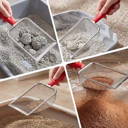 Stainless Steel Reptile Sand Substrate Scoop, Fine Mesh Metal Reptile Litter Cleaner Scooper, Cat Litter-Scoop, Mesh Litter-Shovel, Litter Cleaner Corner Scoop Sand Sifter for Terrarium Sands Waste