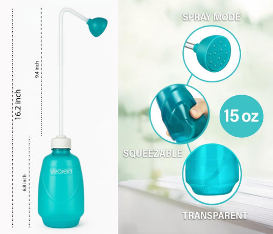 Longest Spout Plant Watering Squeeze Bottle [16,2", Pack of 2], Watering Can for Hanging Plants, Original Extended Design for Hard-to-Reach Plants Indoor & Outdoor Watering, 15 oz (Teal)