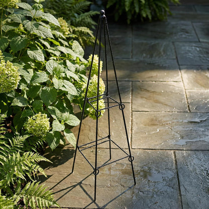 2 Pack Black Metal Folding Square Plant Stand – 35.5" Tall 2-Tier Decorative Plant Holder Flower Pot Stand for Patio Garden Climbing Vines, Roses, Clematis, and Potted Plants