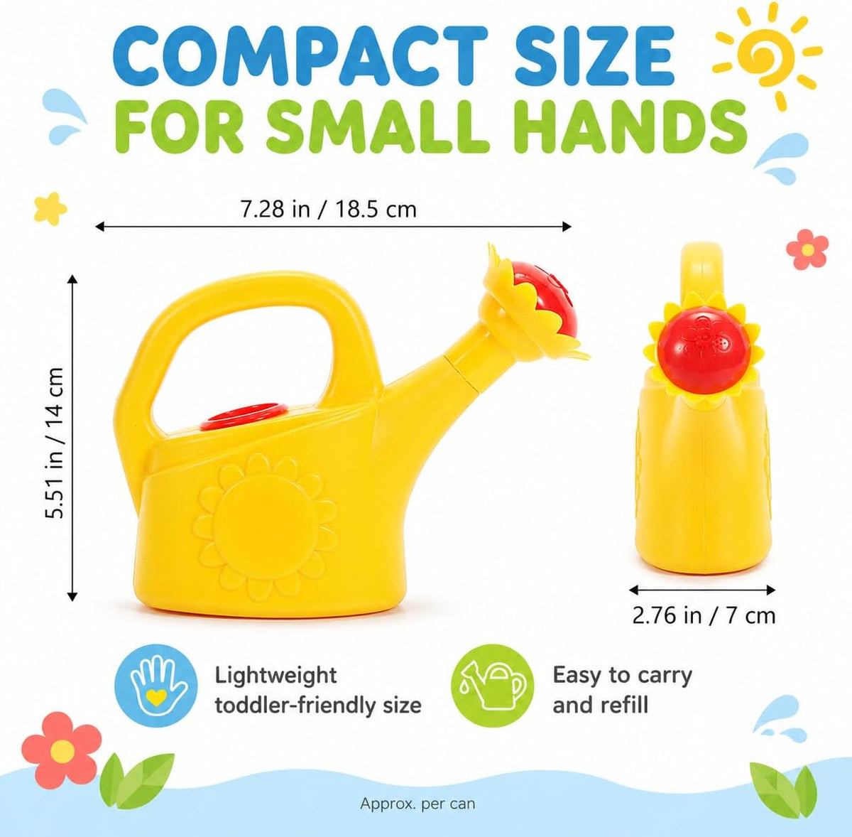 3 Pack Kids Watering Can, Chicken Watering Cans (Random Color)