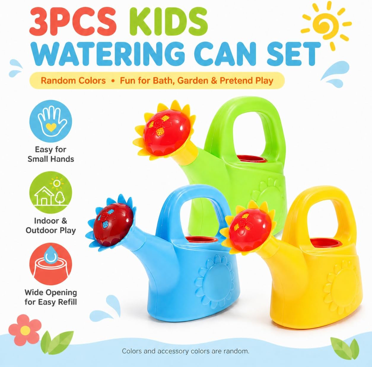 3 Pack Kids Watering Can, Chicken Watering Cans (Random Color)