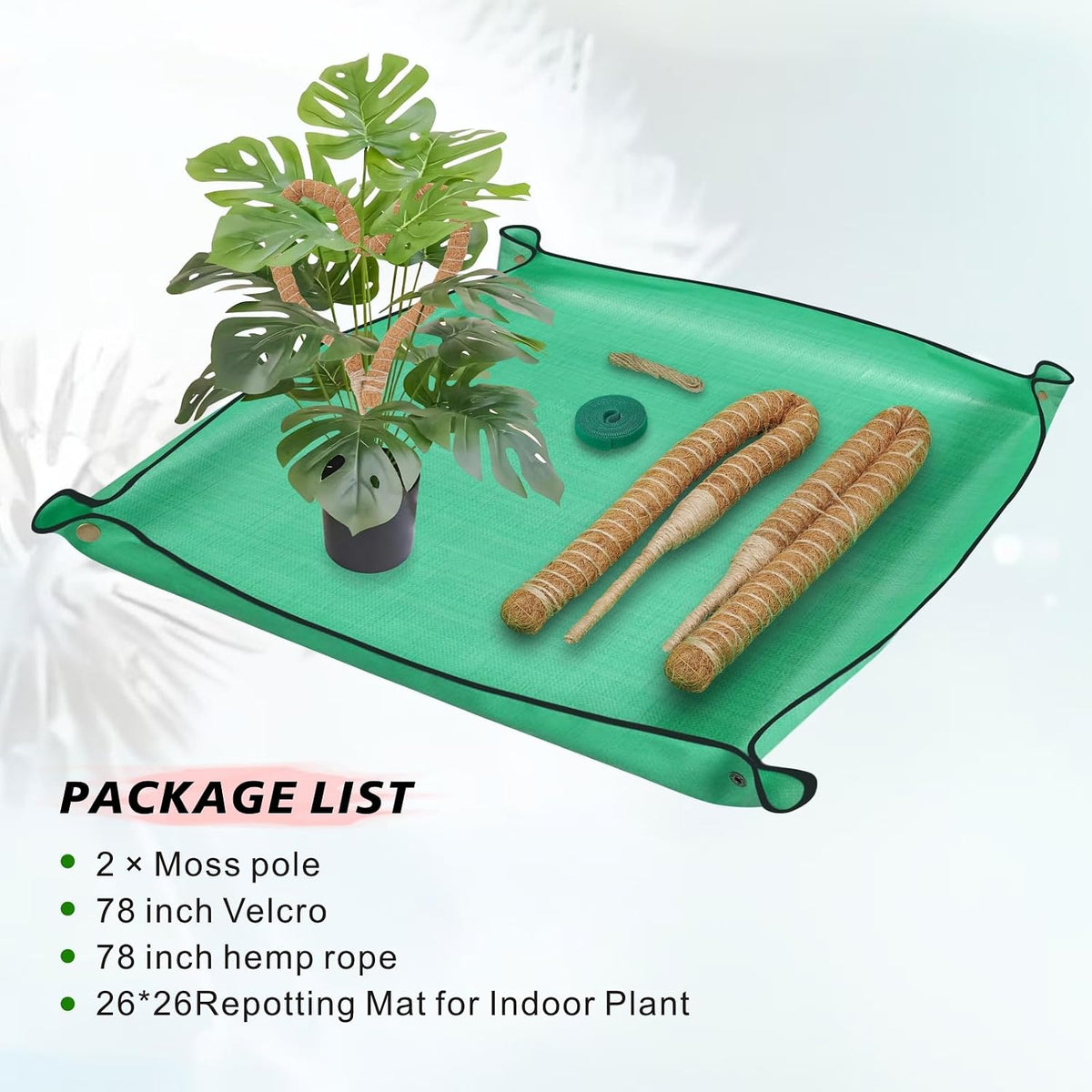 2 Pack Moss Pole Monstera Plant Support with Repotting Mat, 28 Inch Plant Support Stakes, Plant Sticks Support Tall for Indoor Potted Climbing Plants, Pothos, Philodendron
