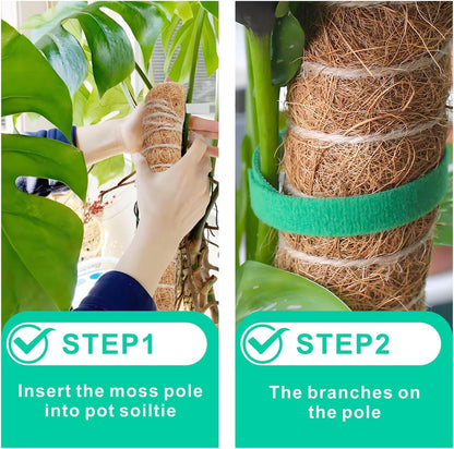 2 Pack Moss Pole Monstera Plant Support with Repotting Mat, 28 Inch Plant Support Stakes, Plant Sticks Support Tall for Indoor Potted Climbing Plants, Pothos, Philodendron