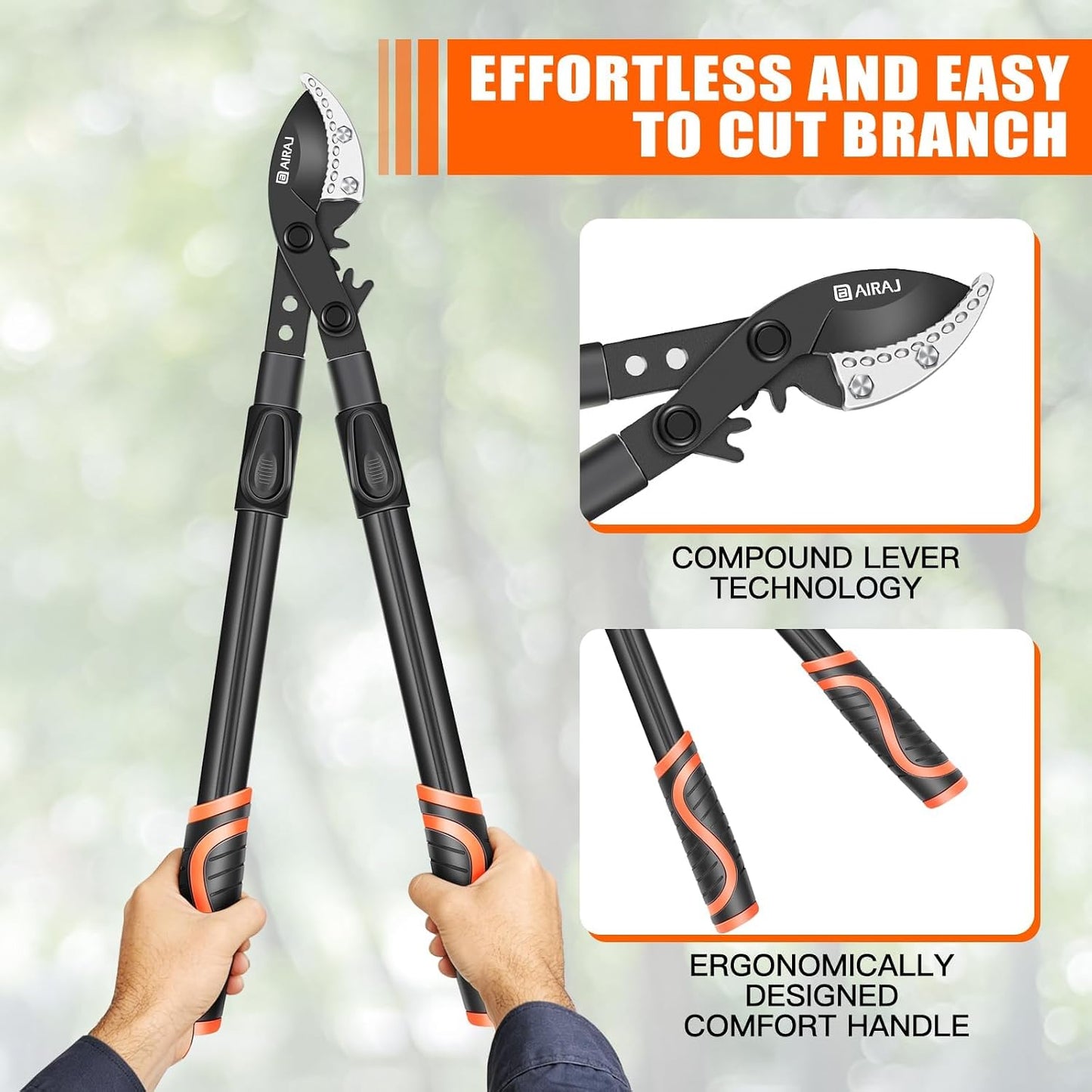 21'' Bypass Loppers, Heavy Duty Tree Branch cutter, 2.5" Cut Capacity