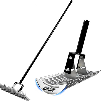 Garden Rake for Leaves,Heavy Duty Metal Adjustable Leaf Rake for Lawns,Long Handle 33"-69" with Expandable Head 8"-15",Garden Tools for Yard Lawn Shrub Garden Beds