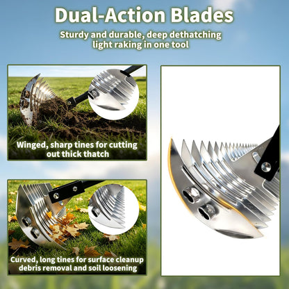 Garden Rake for Leaves,Heavy Duty Metal Adjustable Leaf Rake for Lawns,Long Handle 33"-69" with Expandable Head 8"-15",Garden Tools for Yard Lawn Shrub Garden Beds