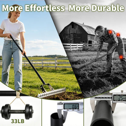 Garden Rake for Leaves,Heavy Duty Metal Adjustable Leaf Rake for Lawns,Long Handle 33"-69" with Expandable Head 8"-15",Garden Tools for Yard Lawn Shrub Garden Beds