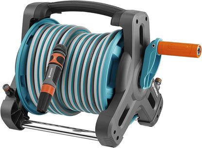 Gardena Hose Reel - Includes (1/2'' x 33' Hose + 5' Leader Hose), Blue and Grey (8010)