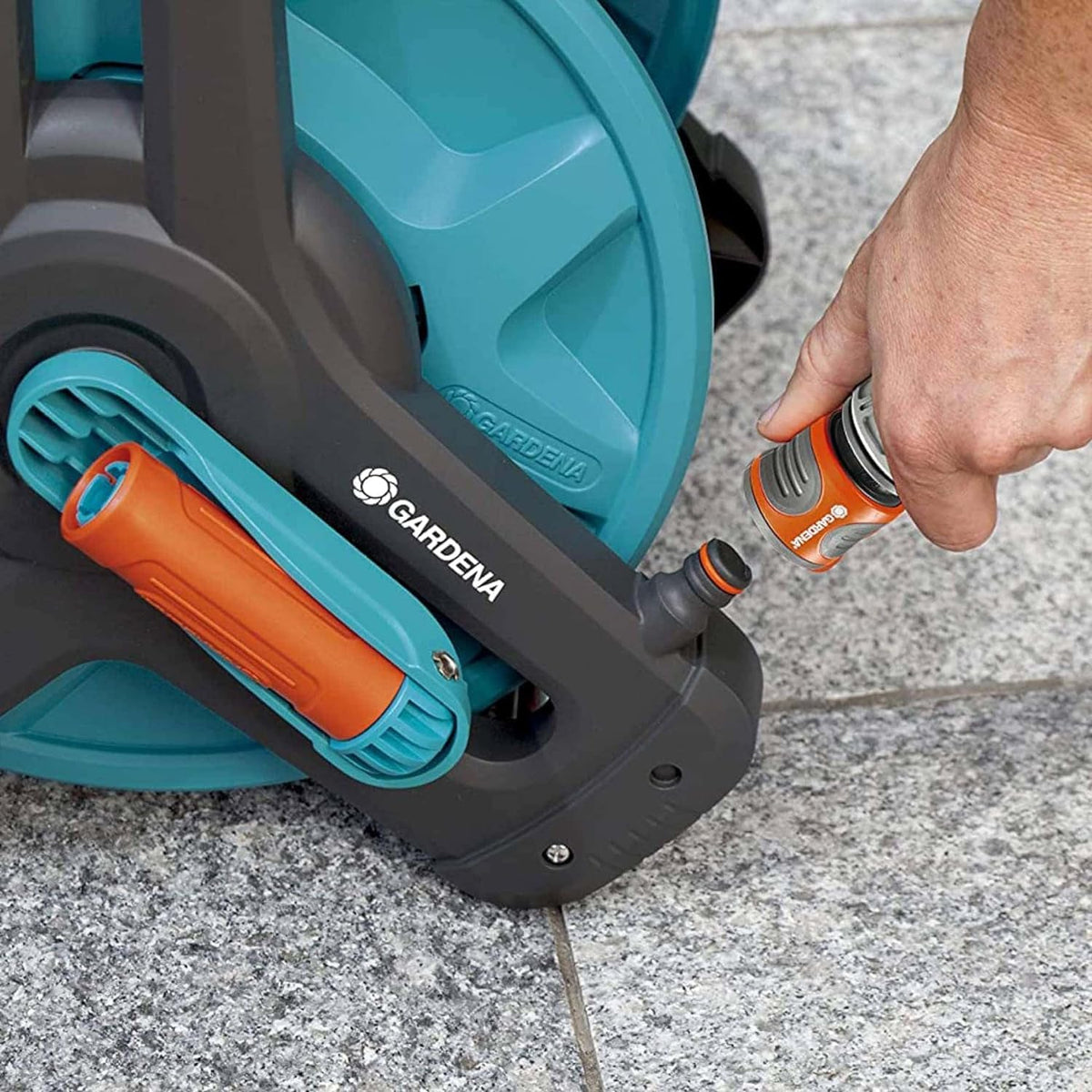 Gardena Hose Reel - Includes (1/2'' x 33' Hose + 5' Leader Hose), Blue and Grey (8010)
