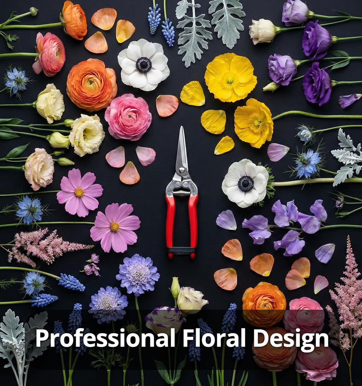 Pruning Shear Straight Pruning Snip 2PCS Stainless Steel Florist Scissors, Multi-Tasking Precision Hand Pruner Herb Snips Flower Clippers Bonsai Trimmers Ergonomic Handle Garden shear