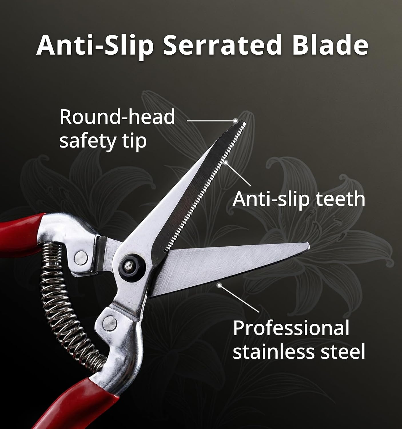 Pruning Shear Straight Pruning Snip 2PCS Stainless Steel Florist Scissors, Multi-Tasking Precision Hand Pruner Herb Snips Flower Clippers Bonsai Trimmers Ergonomic Handle Garden shear