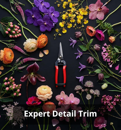 Pruning Shear Straight Pruning Snip 2PCS Stainless Steel Florist Scissors, Multi-Tasking Precision Hand Pruner Herb Snips Flower Clippers Bonsai Trimmers Ergonomic Handle Garden shear