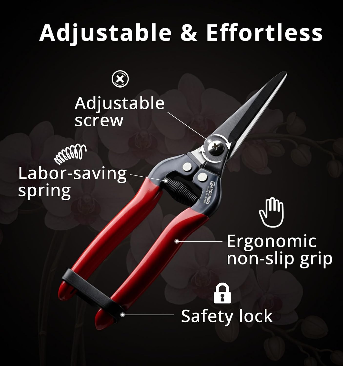 Pruning Shear Straight Pruning Snip 2PCS Stainless Steel Florist Scissors, Multi-Tasking Precision Hand Pruner Herb Snips Flower Clippers Bonsai Trimmers Ergonomic Handle Garden shear