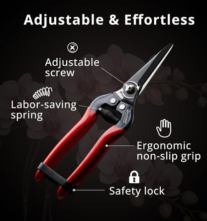 Pruning Shear Straight Pruning Snip 2PCS Stainless Steel Florist Scissors, Multi-Tasking Precision Hand Pruner Herb Snips Flower Clippers Bonsai Trimmers Ergonomic Handle Garden shear