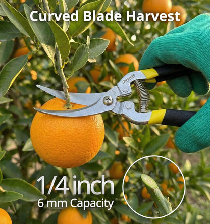 Pruning Shear Straight Pruning Snip 2PCS Stainless Steel Florist Scissors, Multi-Tasking Precision Hand Pruner Herb Snips Flower Clippers Bonsai Trimmers Ergonomic Handle Garden shear